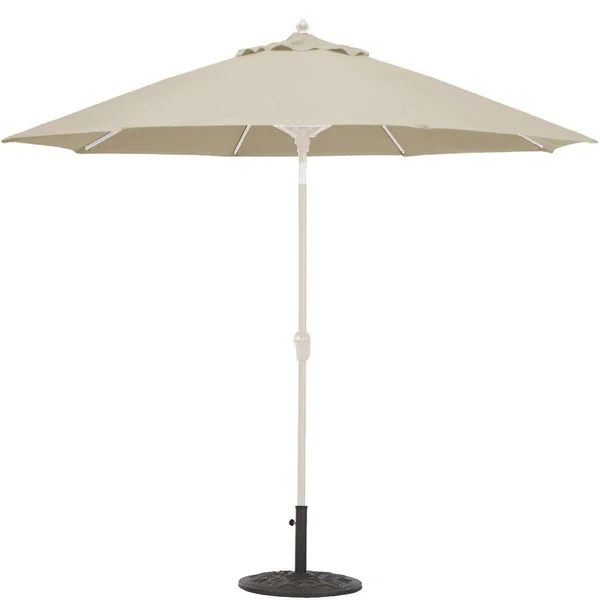 Galtech 9 Ft. Bar Height Octagonal Aluminum Patio Market Umbrella W/ Crank Lift And Auto Tilt - White Frame W/ Sunbrella Canvas Antique Beige Canopy