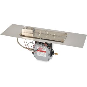 The Outdoor GreatRoom Company Crystal Fire Plus 36 Inch Flat Rectangle 55,000 BTU Natural Gas Fire Pit Burner Kit w/ Direct Spark Ignition - Stainless Steel