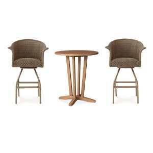 Timeless View 3 Pc Wicker Bar Set w/ Bar Stools in Fawn by Lakeview Outdoor Designs