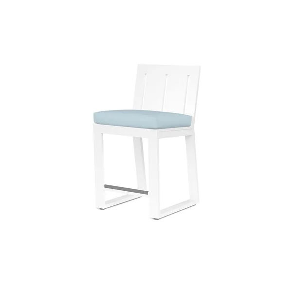 Newport Aluminum Patio Bar Stool in Canvas Skyline w/ No Welt By Sunset West