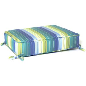 Sunbrella Seville Seaside Medium Outdoor Replacement Ottoman Cushion W/ Piping By BBQGuys Signature