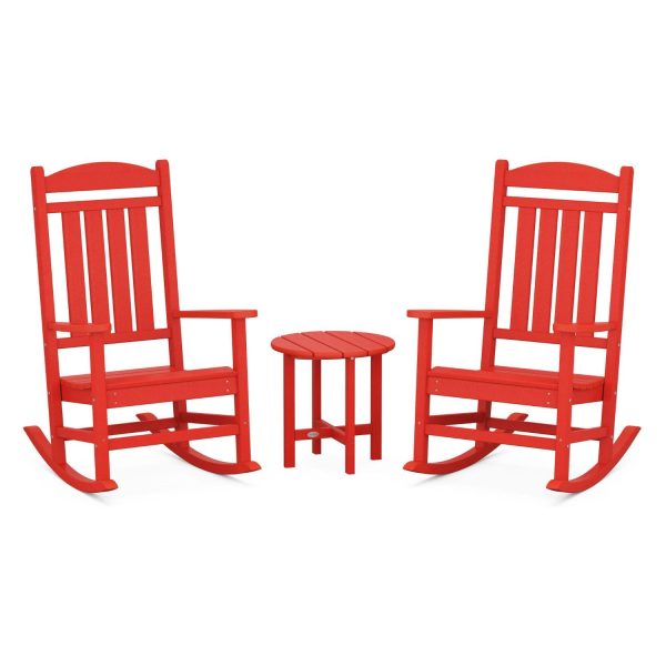 Presidential 3 Pc Recycled Plastic Rocker Set in Sunset Red by POLYWOOD