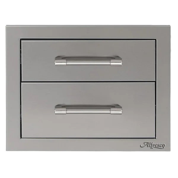 Alfresco 17-Inch Stainless Steel Soft-Close Double Drawer - AXE-2DR-SC