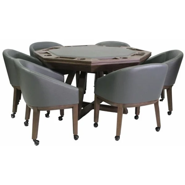 Carmel 7-Piece Game Table Set - Antique Coffee