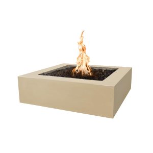 Quad 42 Inch Square GFRC Natural Gas Fire Pit in Vanilla by The Outdoor Plus