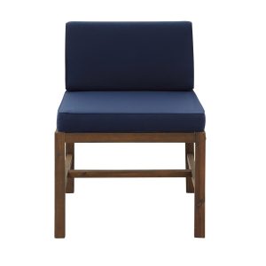 Bellelot Acacia Sectional Armless Club Chair in Dark Brown/Blue by Ultimate Patio
