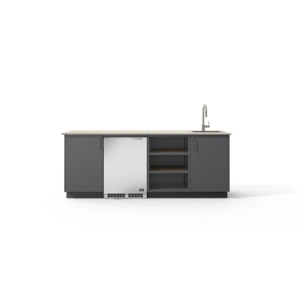 Urban Bonfire Celeste Outdoor Kitchen w/ DCS 24-Inch 5.3 Cu. Ft. Refrigerator, Danae Dekton Countertop & Anthracite Finish - B-Celeste-Danae-Anthracite