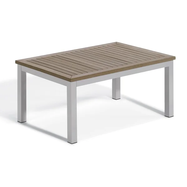 Travira 42 X 28 Inch Rectangular Aluminum Coffee Table in Flint/Vintage Tekwood by Oxford Garden