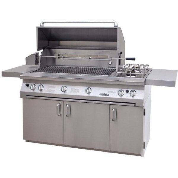 Solaire 56 Inch InfraVection Propane Gas Grill On Standard Cart With Rotisserie & Double Side Burner - SOL-AGBQ-56CVV-LP