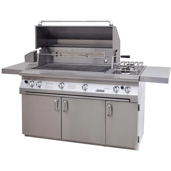 Solaire 56 Inch InfraVection Natural Gas Grill On Standard Cart With Rotisserie & Double Side Burner - SOL-AGBQ-56CVV-NG
