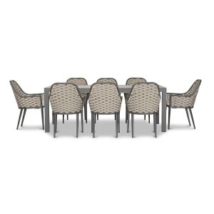 Chloe Bay 9 Pc  Aluminum Extendable Dining Set in Slate/Concrete by Lakeview Outdoor Designs