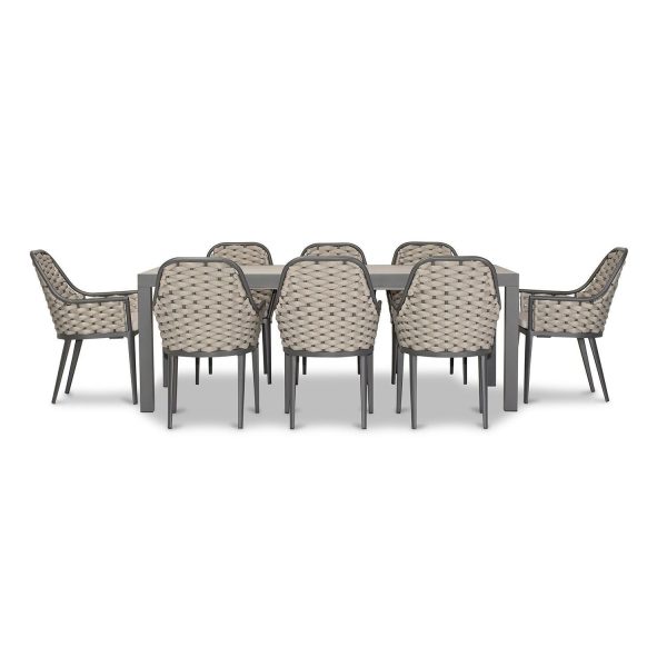 Chloe Bay 9 Pc  Aluminum Extendable Dining Set in Slate/Concrete by Lakeview Outdoor Designs