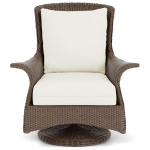 Mandalay Lloyd Loom Swivel Rocker Club Chair in Bark/Sailcloth Salt by Lloyd Flanders