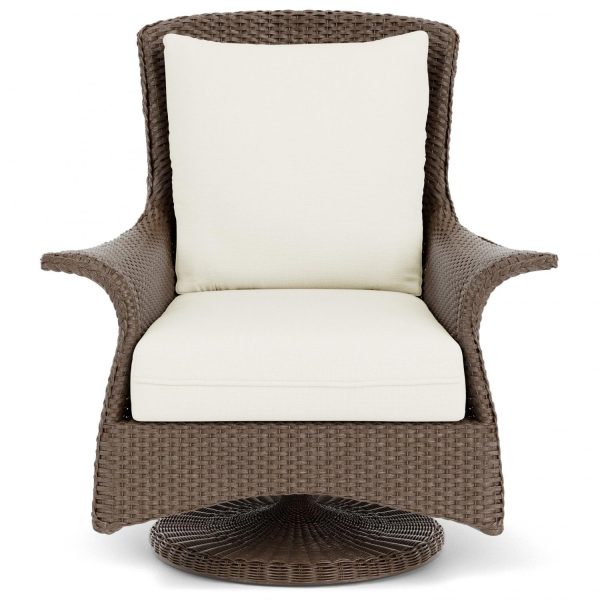 Mandalay Lloyd Loom Swivel Rocker Club Chair in Bark/Sailcloth Salt by Lloyd Flanders