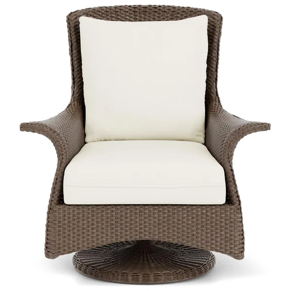 Mandalay Lloyd Loom Swivel Rocker Club Chair in Bark/Sailcloth Salt by Lloyd Flanders