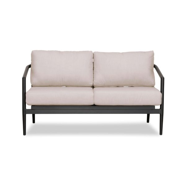 Midnight Cove 2 Person Aluminum Loveseat in Black/Cast Silver by Lakeview Outdoor Designs