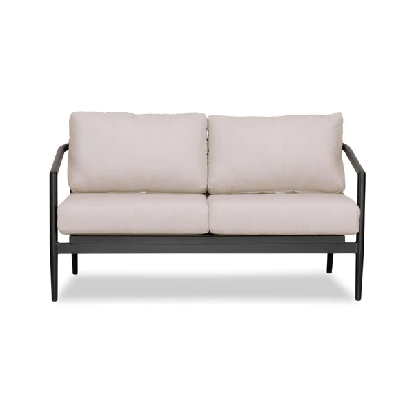 Midnight Cove 2 Person Aluminum Loveseat in Black/Cast Silver by Lakeview Outdoor Designs