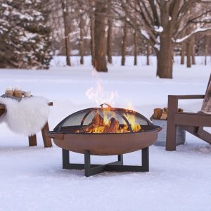 Classique 37 Inch Round Powder Coated Steel Wood Burning Fire Pit in Steel by Lakeview Outdoor Designs