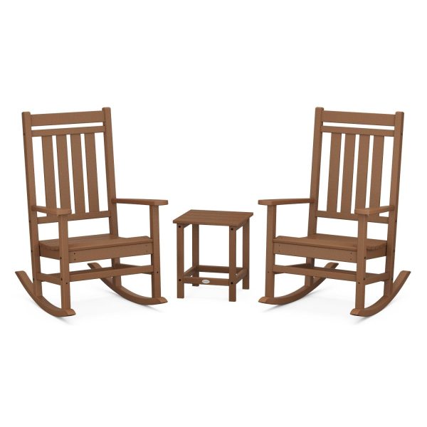 Estate 3 Pc Recycled Plastic Seating Set w/ Long Island End Table in Teak by POLYWOOD
