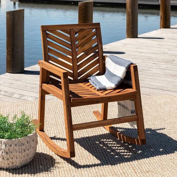 Wishlake Acacia Rocking Chair in Brown by Ultimate Patio