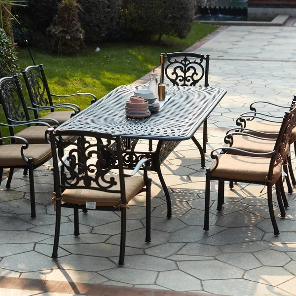 Santa Barbara 9 Pc Cast Aluminum Dining Set w/ 92 X 42 Inch Series 60 Table in Antique Bronze/Sesame by Darlee