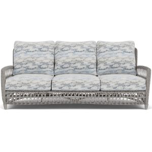 Mackinac Wicker Sofa in Putty/Stratosphere Cloud by Lloyd Flanders