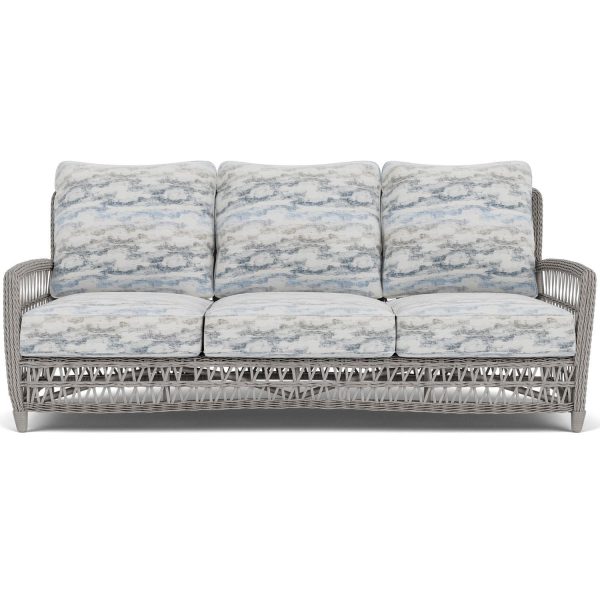 Mackinac Wicker Sofa in Putty/Stratosphere Cloud by Lloyd Flanders
