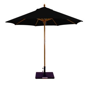 Galtech 9 Ft. Octagonal Hardwood Patio Market Umbrella W/ Pulley - Dark Wood W/ Sunbrella Canvas Black Canopy
