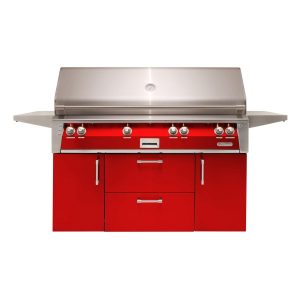 Alfresco ALXE 56-Inch Freestanding Natural Gas All Grill With Sear Zone And Rotisserie in Carmine Red - ALXE-56BFGC-NG-S3002