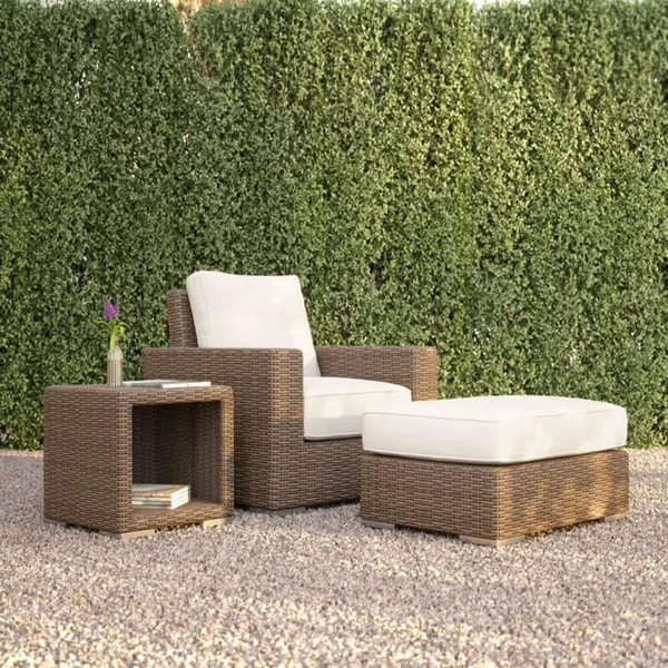 Coronado 3 Pc Wicker Seating Set in Driftwood/Canvas Flax by Sunset West