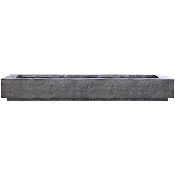 Cascata Bay 110 Inch Rectangular GFRC Propane Fire Pit Table in Pewter by Lakeview Outdoor Designs