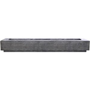 Cascata Bay 110 Inch Rectangular GFRC Natural Gas Fire Pit Table in Pewter by Lakeview Outdoor Designs