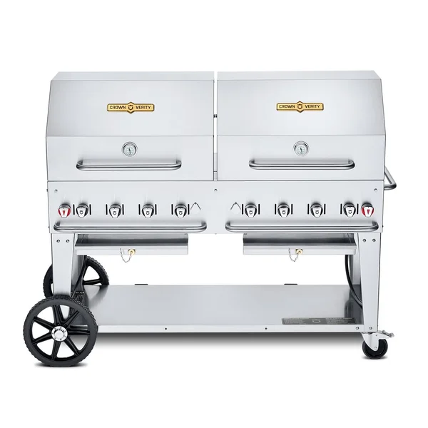 Crown Verity 60-Inch Mobile Natural Gas Grill Dome Package W/2 Roll Domes - CV-MCB-60RDP-NG