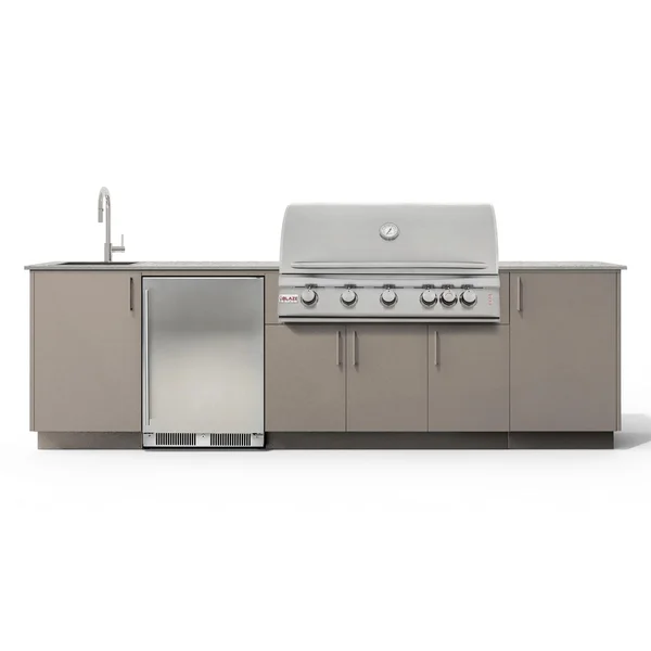 Urban Bonfire Dew 40 Outdoor Kitchen w/ Blaze LTE Natural Gas Grill, Sink, Refrigerator, Keon Dekton Countertop & Clay Finish - B-Dew-40-Blaze-Keon-Clay
