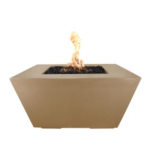 Redan 50 Inch Square GFRC Propane Fire Pit w/ Glow Plug in Brown by The Outdoor Plus