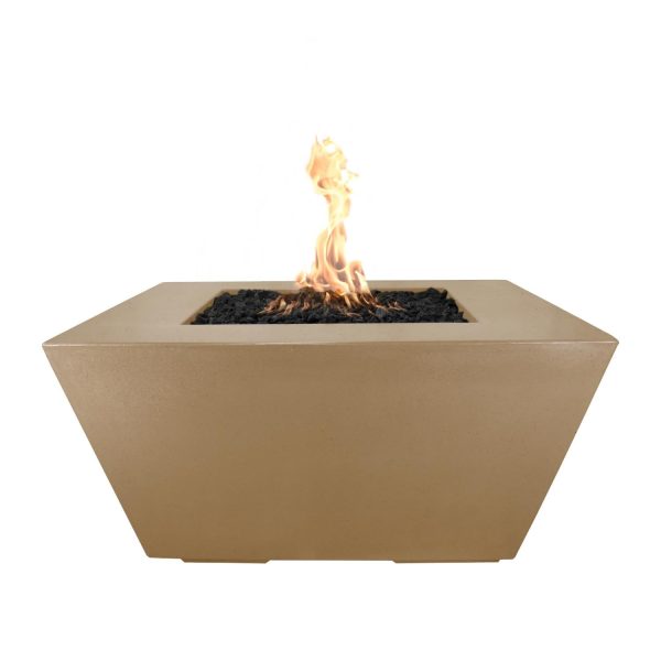 Redan 50 Inch Square GFRC Propane Fire Pit w/ Glow Plug in Brown by The Outdoor Plus