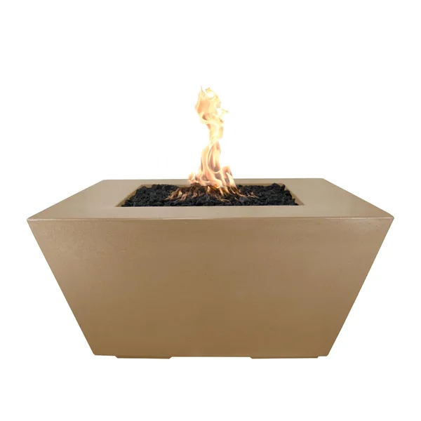 Redan 50 Inch Square GFRC Natural Gas Fire Pit w/ Glow Plug in Brown by The Outdoor Plus