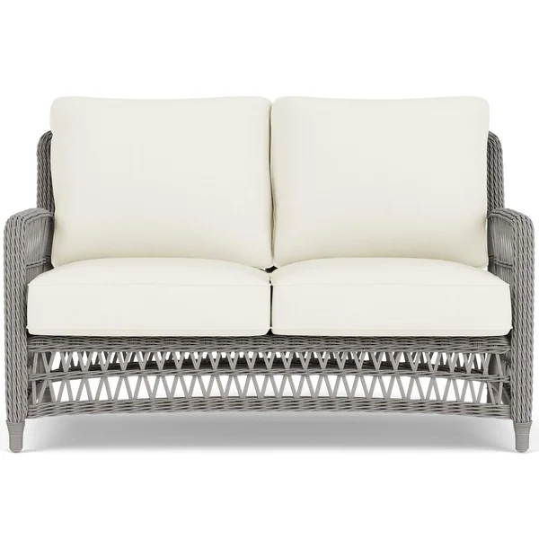 Mackinac Wicker Loveseat in Putty/Sailcloth Salt by Lloyd Flanders