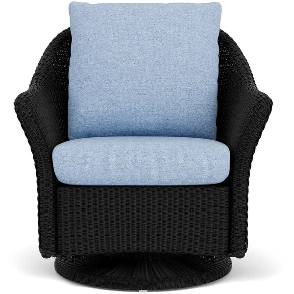 Weekend Retreat Lloyd Loom Swivel Glider Club Chair in Ebony/Demo Skyway by Lloyd Flanders