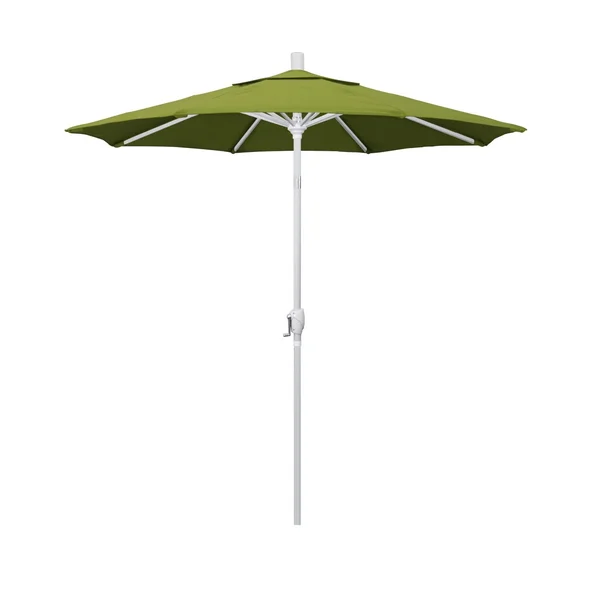 California Umbrella 7.5 Ft. Octagonal Aluminum Push Button Tilt Patio Umbrella W/ Crank Lift & Aluminum Ribs - Matted White Frame / Olefin Kiwi Canopy