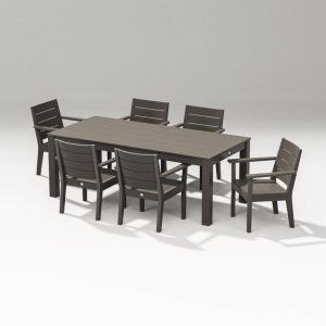 Latitude 7 Pc Parsons Table Arm Chair Dining Set  in Vintage Coffee By PW Designer Series
