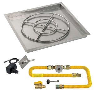 BBQGuys Signature 30 Inch Stainless Steel Square Drop-In Pan W/Spark Ignition Kit - 24 Inch Ring - Natural Gas
