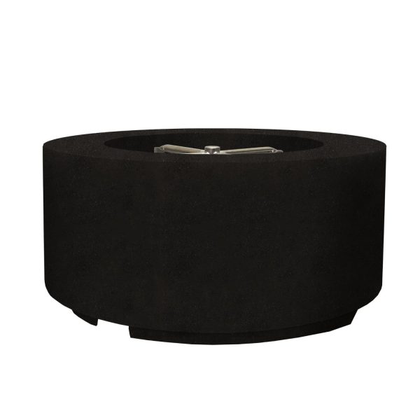 Spylake View 36 Inch Round GFRC Propane Fire Pit Table in Ebony by Lakeview Outdoor Designs