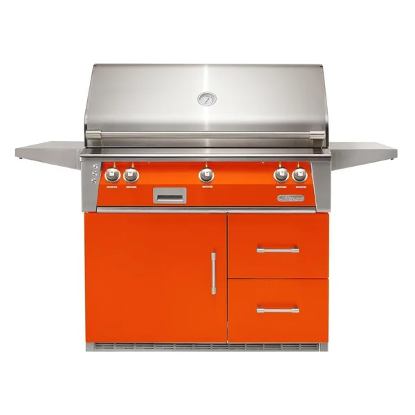 Alfresco ALXE 42-Inch Freestanding Natural Gas Grill On Refrigerated Cart With Sear Zone And Rotisserie in Luminous Orange - ALXE-42SZRFG-NG-S2005
