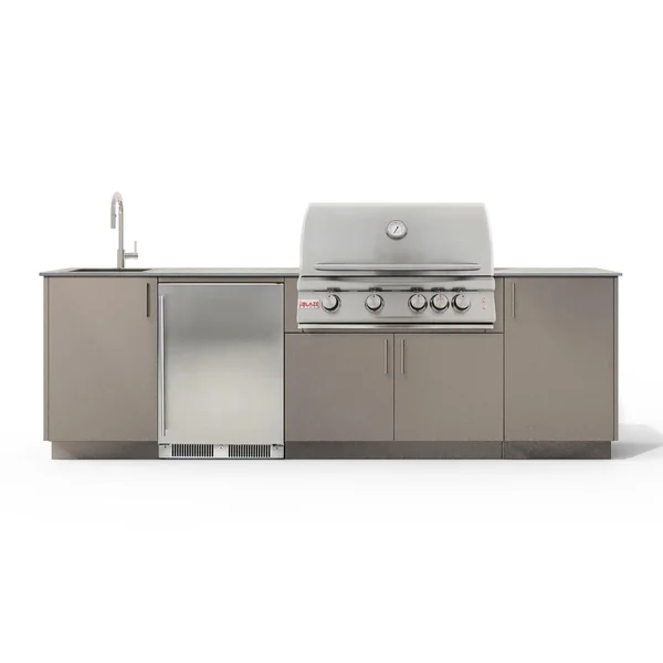 Urban Bonfire Dew 32 Outdoor Kitchen w/ Blaze LTE Natural Gas Grill, Sink, Refrigerator, Keon Dekton Countertop & Clay Finish - B-Dew-32-Blaze-Keon-Clay