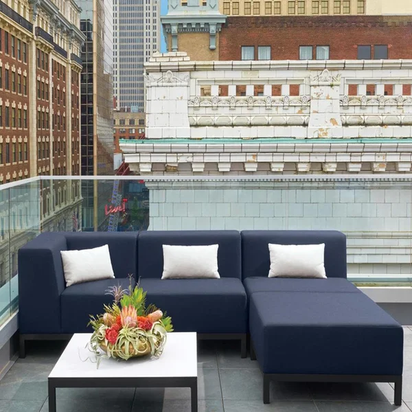 Koral 4 Pc Aluminum Seating Set in Carbon/Spectrum Indigo by Oxford Garden