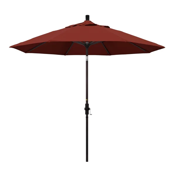 California Umbrella 9 Ft. Octagonal Aluminum Collar Tilt Patio Umbrella W/ Crank Lift & Aluminum Ribs - Bronze Frame / Sunbrella Canvas Henna Canopy