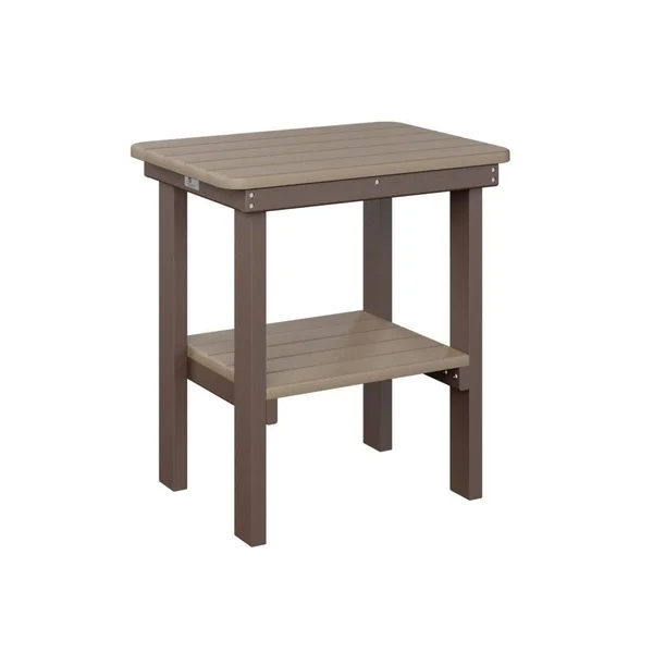 Recycled Plastic End Table in Weatherwood/Chocolate Brown by Berlin Gardens