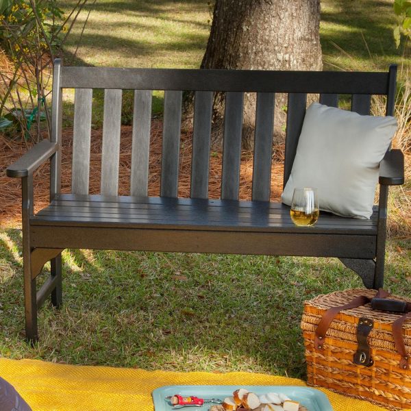 Vineyard 48 Inch Recycled Plastic Bench in Black by POLYWOOD