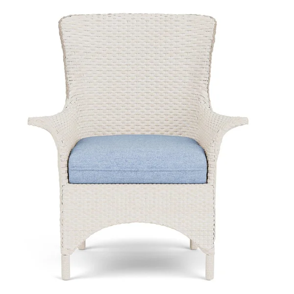 Mandalay Wicker Dining Arm Chair in Antique White/Demo Skyway By Lloyd Flanders